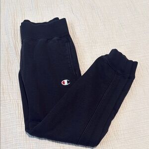 Champion Black Track Pants with Tapered Leg and Elastic Cuffs